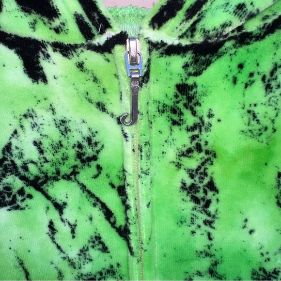 Juicy Couture Neon Green Black Splatter Hoodie Zip Up Track Jacket NWOT - Picture 6 of 7